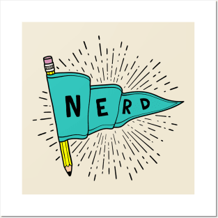 Nerd and Proud - Flag Banner Pennant for artists, animators, illustrators, and designers Posters and Art